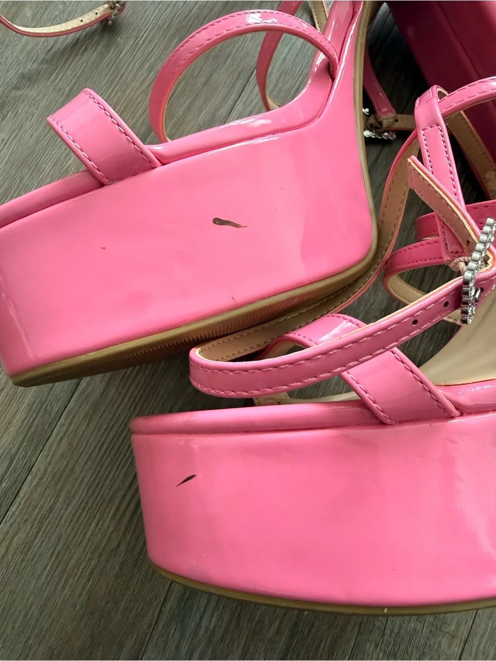 SHEIN Pink Strappy Platform Block Heel